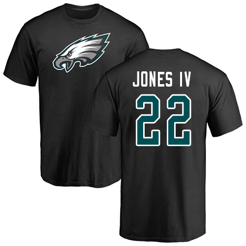 Men Philadelphia Eagles #22 Sidney Jones Black Name and Number Logo NFL T Shirt->nfl t-shirts->Sports Accessory